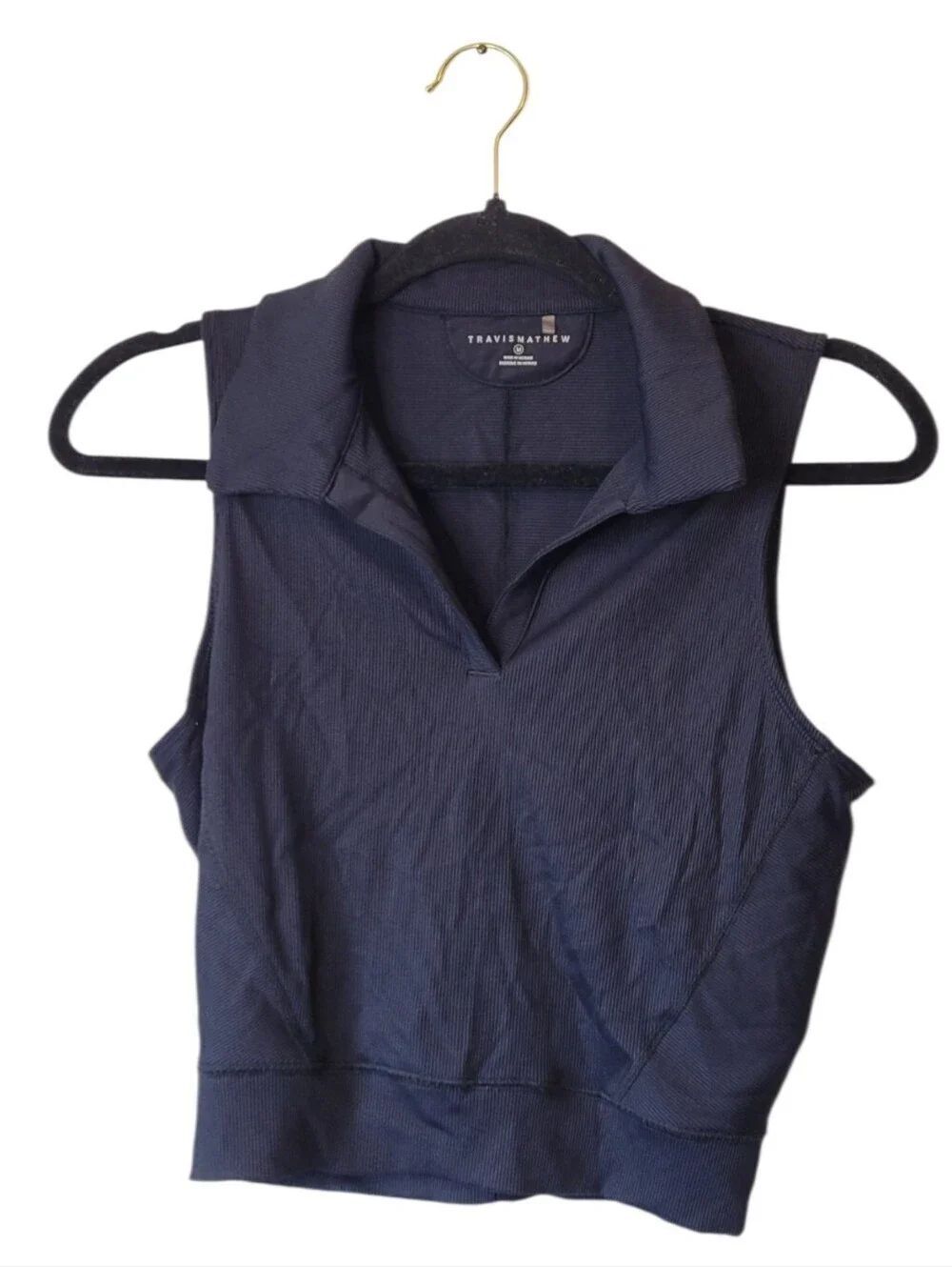 Travis Mathew Black Athletic Cropped Sleeveless Polo Tank Size M